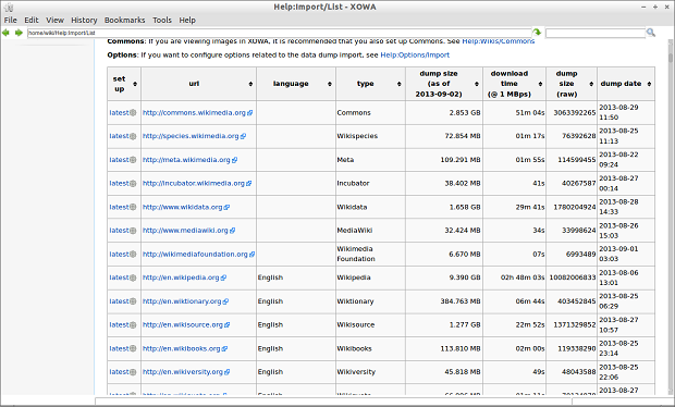 Instale e experimente XOWA: uma aplicação para leitura e edição offline da Wikipedia 4 HelpImport-List-XOWA-_004