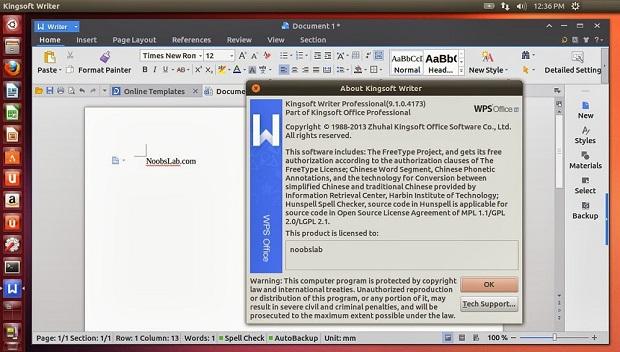 Instale o Kingsoft Office no Ubuntu e derivados 3 kingsoft-writer