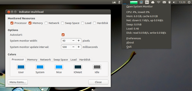 Dicas de coisas para fazer depois da instalação do Ubuntu 13.10 - Instale applets extras 3 indicator-systemload