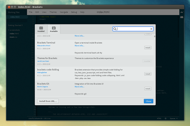 Instalando o Brackets no Ubuntu e derivados 3 brackets-extensions