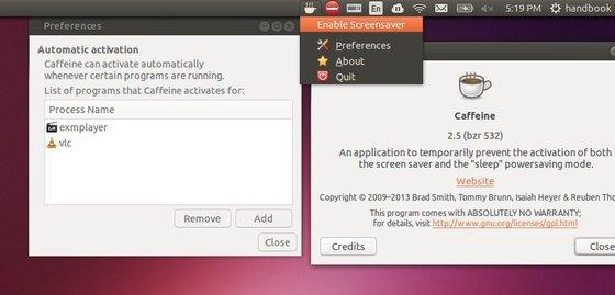 Impedir o bloqueio da tela: instale Caffeine no Ubuntu