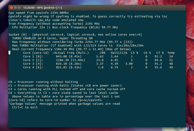 Verificar o processador no Linux - instale o monitor de informações de processadores Intel i7z