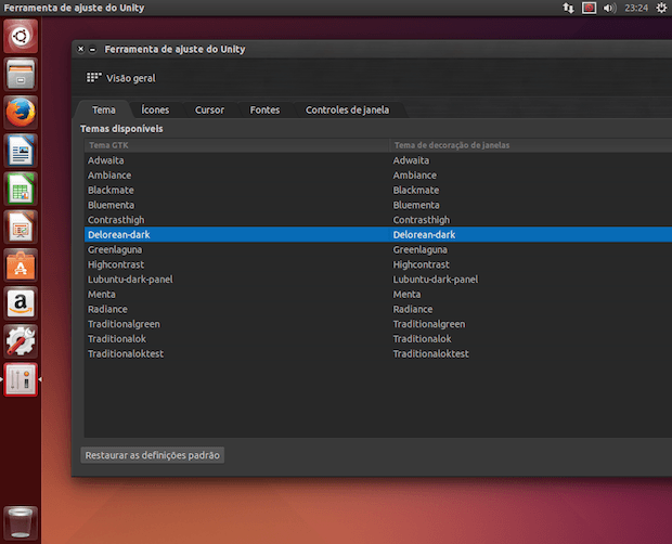 Instalando o tema DeLorean-Dark no Ubuntu