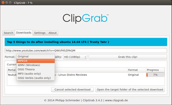 Download videos from YouTube: see how to install ClipGrab via repository