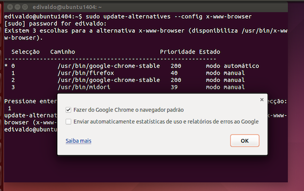 Como definir o navegador padrão no Debian, Ubuntu e derivados