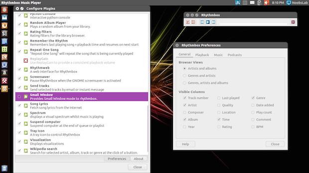 Instale a última versão do Rhythmbox e os principais plugins de terceiros feitos para ele