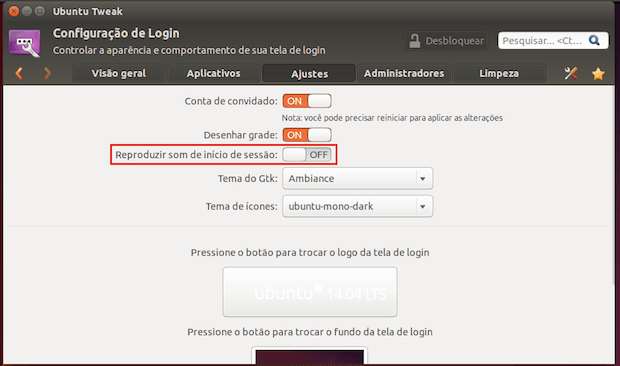 Como ativar ou desativar o som da tela de login do Ubuntu