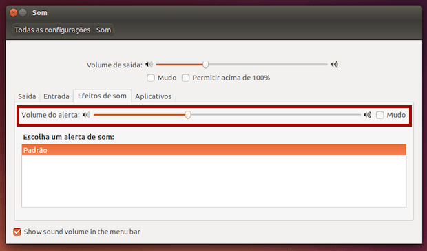 Como reduzir o volume do sistema de notificação no Ubuntu