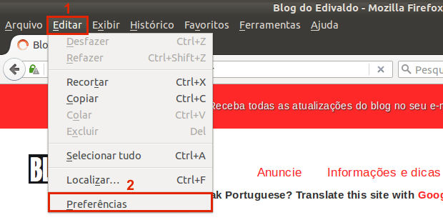 Clique no menu Editar