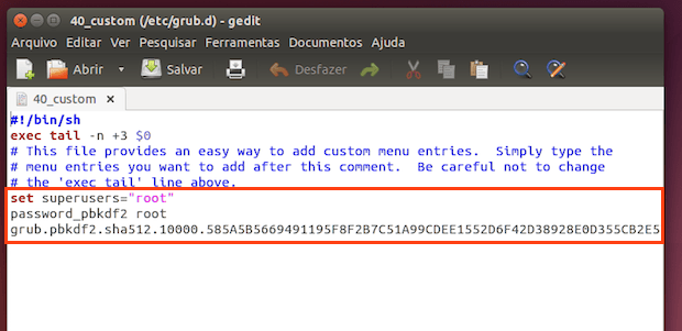 Como fazer para o GRUB exigir uma senha para iniciar o sistema