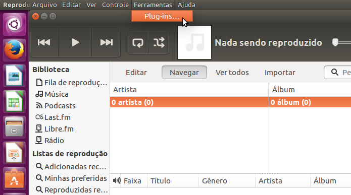 Como ocultar a barra de ferramentas de controle do Rhythmbox