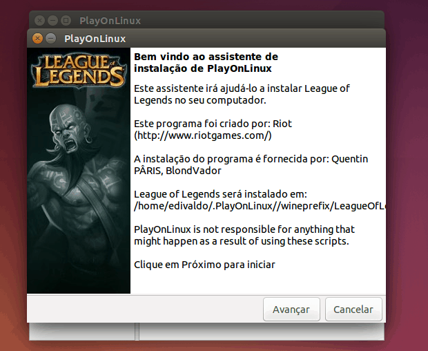 Como instalar o jogo League Of Legends usando o PlayOnLinux