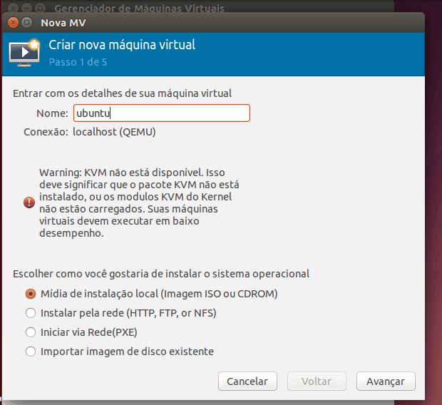 gerenciar ele com o Virt Manager