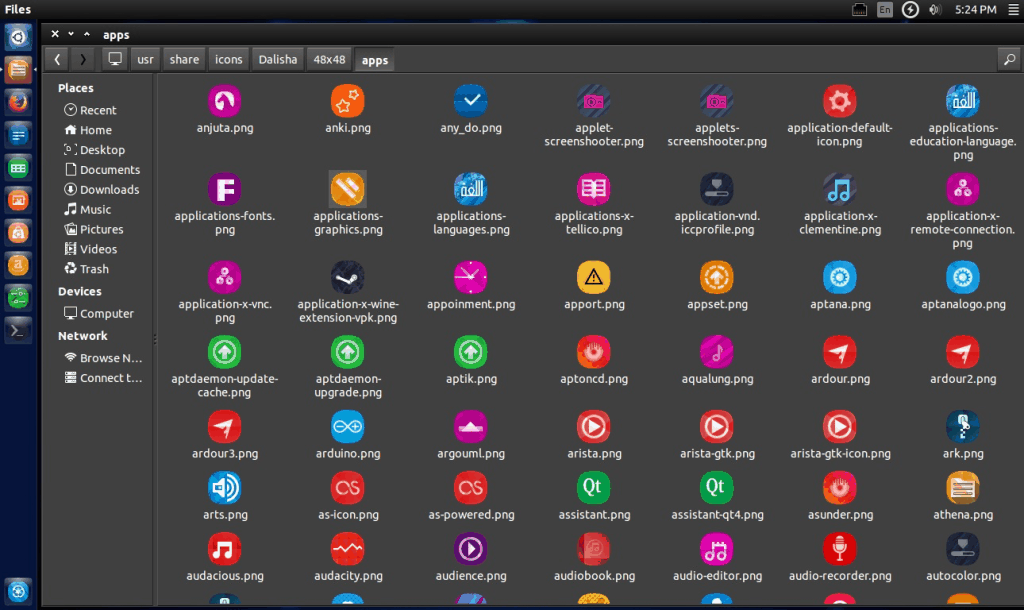 Instalando o conjunto de ícones Dalisha no Ubuntu