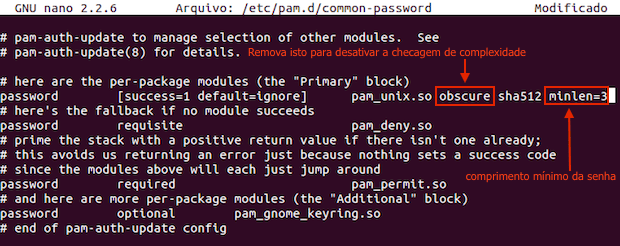 Como mudar o comprimento mínimo da senha no Ubuntu