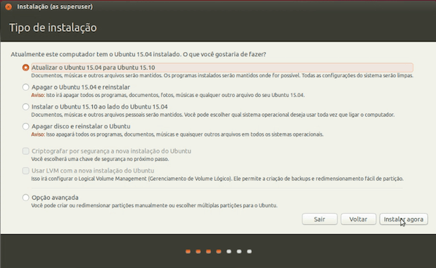 atualizar para o Ubuntu 15.10 usando o disco