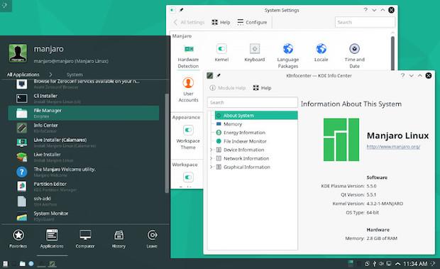 Manjaro 15.12 com Plasma 5.5