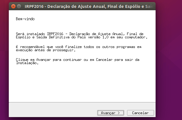 Como instalar o programa IRPF 2016 no Linux