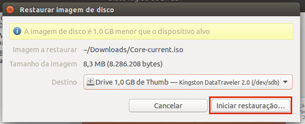 Como criar um pendrive inicializável com GNOME Disks