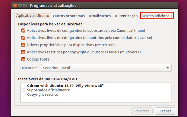 Como desativar driver proprietário no Ubuntu