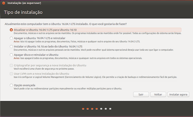 Como atualizar para o Ubuntu 16.10 usando o disco de instalação