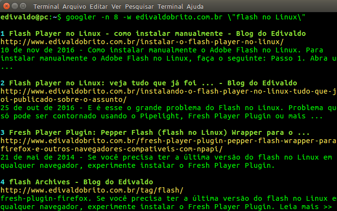 Fazendo pesquisas no Google via terminal com Googler