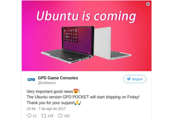 GPD Pocket com Ubuntu - laptop de 7 polegadas já está sendo enviado