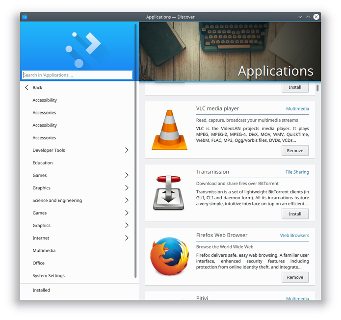 Discover, a Central de Programas do KDE recebeu melhorias - pesquisa