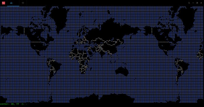 Viewing the world map in the terminal with MapSCII