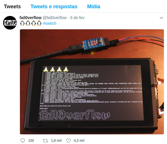 Nintendo Switch foi hackeado para executar o Linux