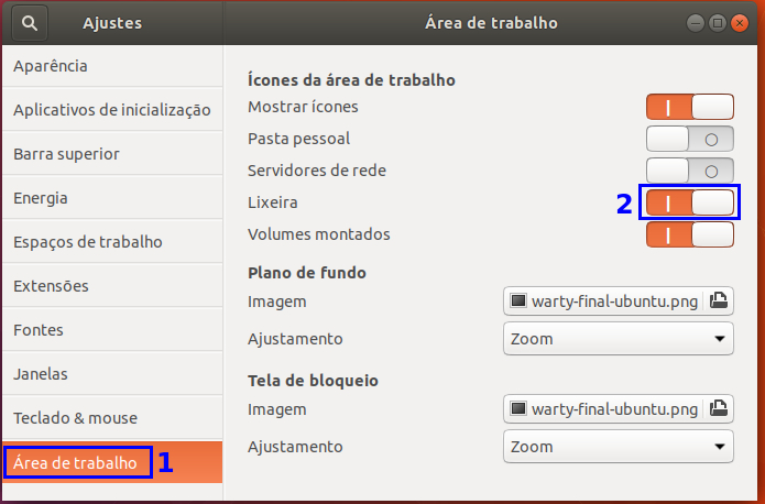 Como remover o ícone da lixeira no Ubuntu com Gnome Shell