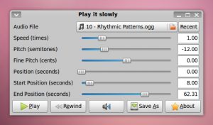 Como instalar o reprodutor Play it Slowly no Linux via Flatpak