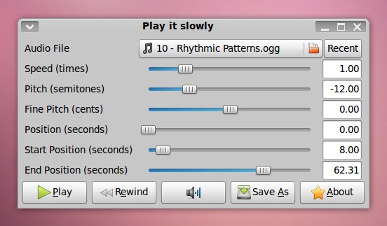 Como instalar o reprodutor Play it Slowly no Linux via Flatpak