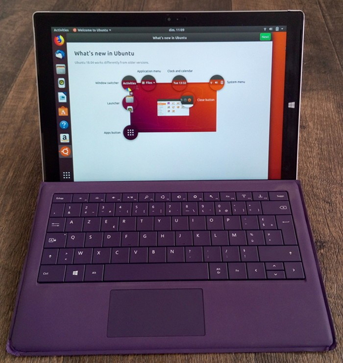 Ubuntu 18.04 LTS no Microsoft Surface Pro 3 2-in-1