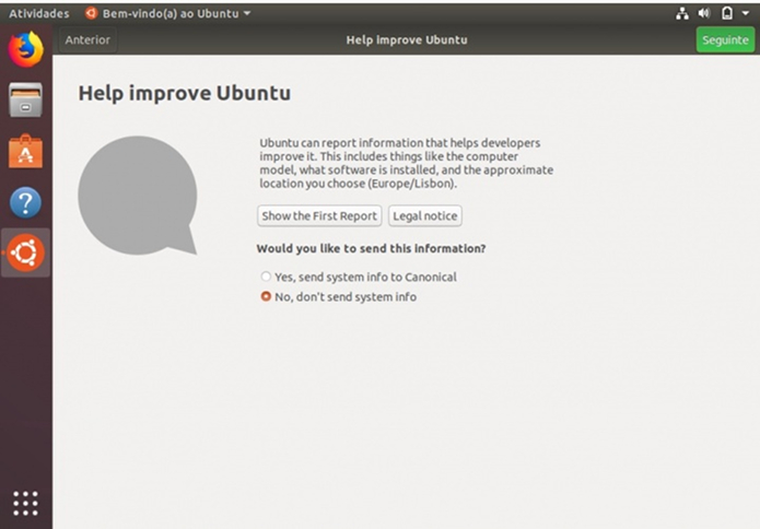 Como evitar que a Canonical recolha dados do sistema