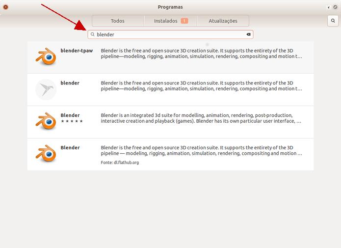  Pesquisando programas no GNOME software