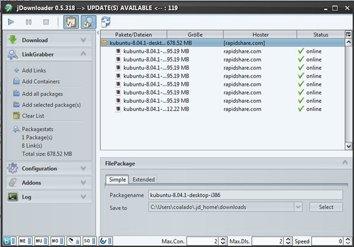 Instalando o gerenciador de downloads JDownloader no Linux