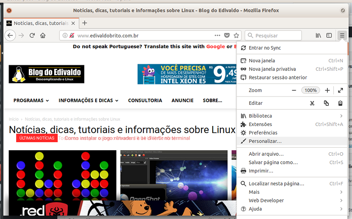 Como ocultar a barra de título do Firefox 60