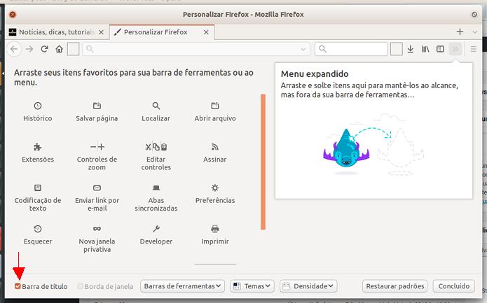 Como ocultar a barra de título do Firefox 60