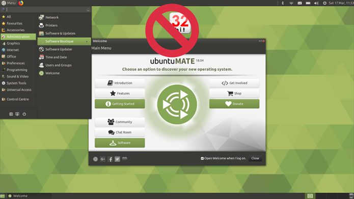 O Ubuntu MATE abandonará o suporte a 32 bits a partir da versão 18.10