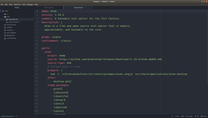 Como instalar o editor de código Atom no Linux via snap