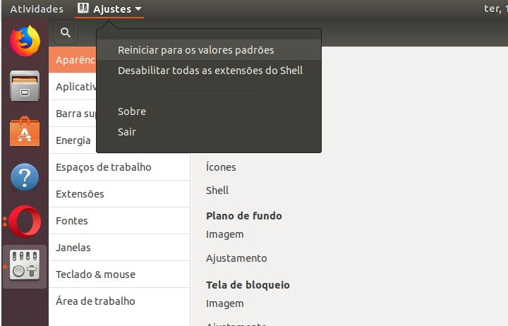 Como redefinir o ambiente Gnome Desktop no Ubuntu 18.04