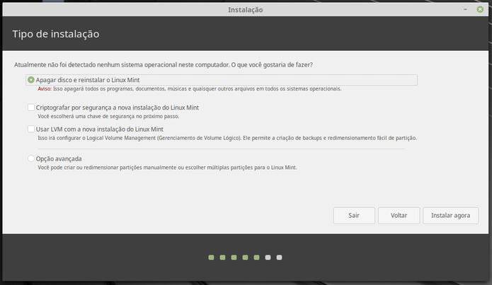 Como atualizar/instalar o Linux Mint 19 usando a mídia de instalação