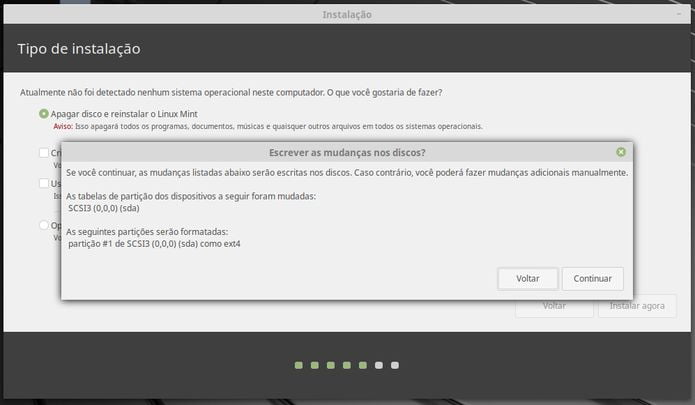 Como atualizar/instalar o Linux Mint 19 usando a mídia de instalação