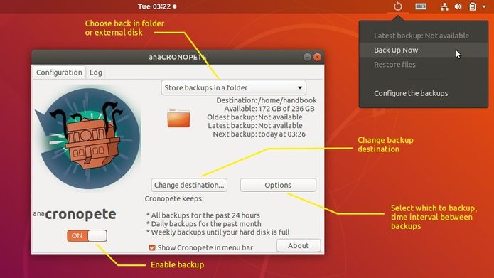 Como instalar o app Cronopete e ter um Time Machine no Linux