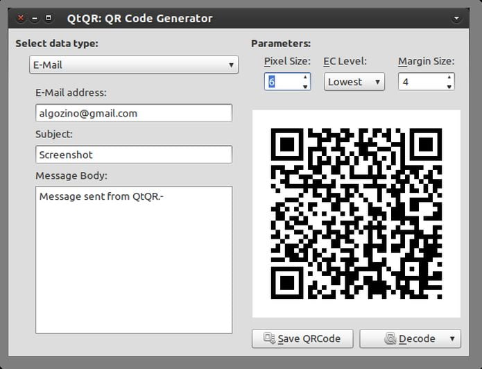 Como gerar e decodificar QR code no Ubuntu com a ajuda do QtQR