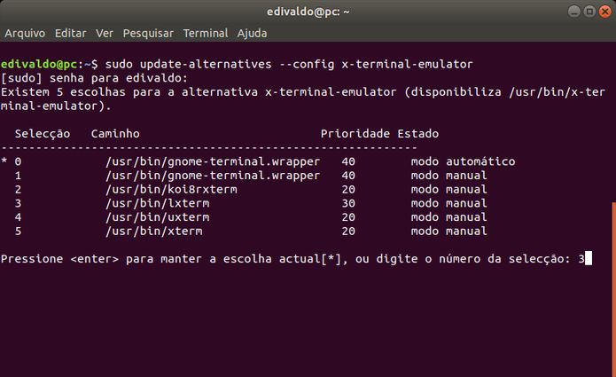 Como mudar o terminal padrão do Ubuntu 18.04 e derivados