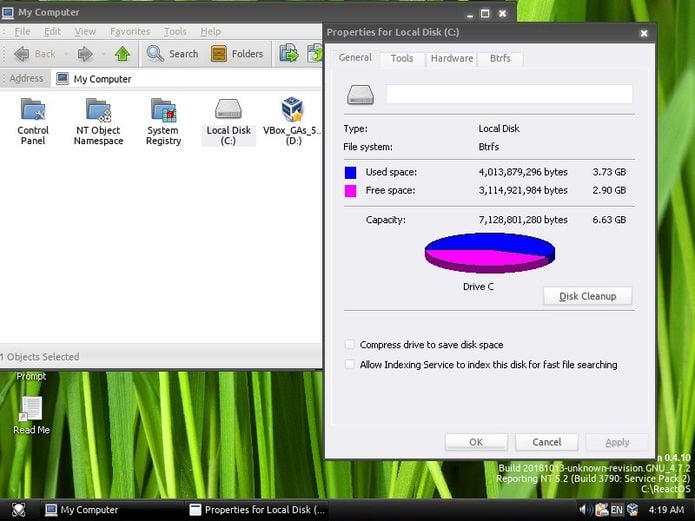 ReactOS 0.4.10 lançado com suporte a inicialização por unidades Btrfs