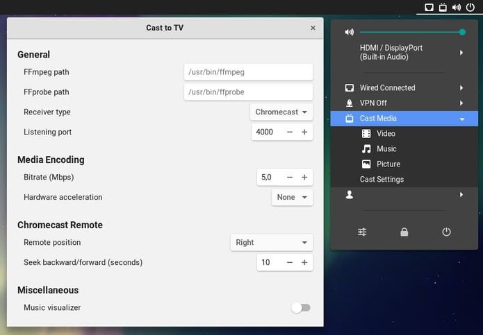 Como transmitir mídia do Gnome para o Chromecast com o Cast to TV