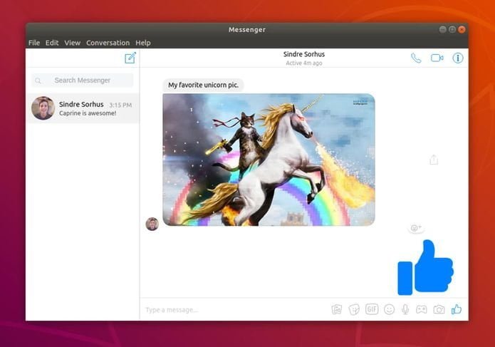 Como instalar o Facebook Messenger Caprine no Linux via Snap